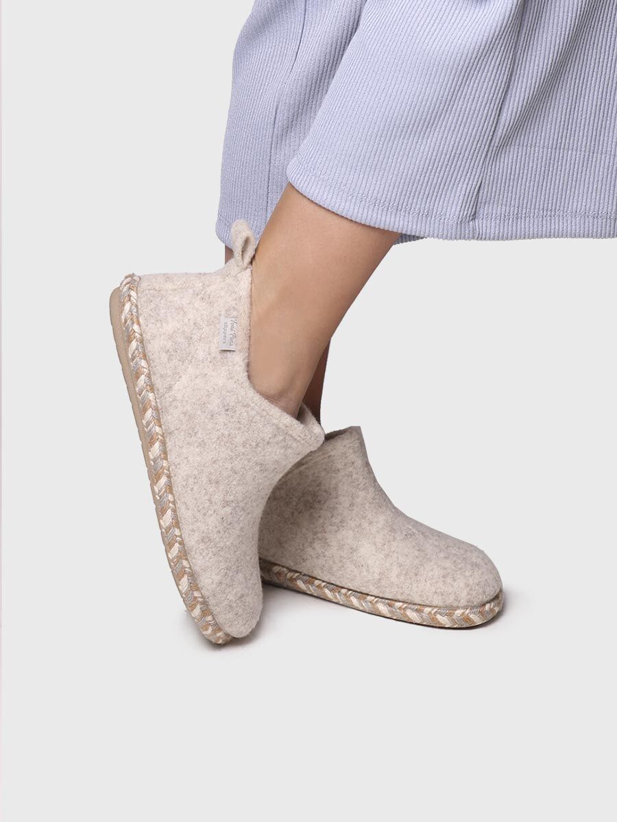Slipper abotinada para mujer en fieltro | DUNA-FP