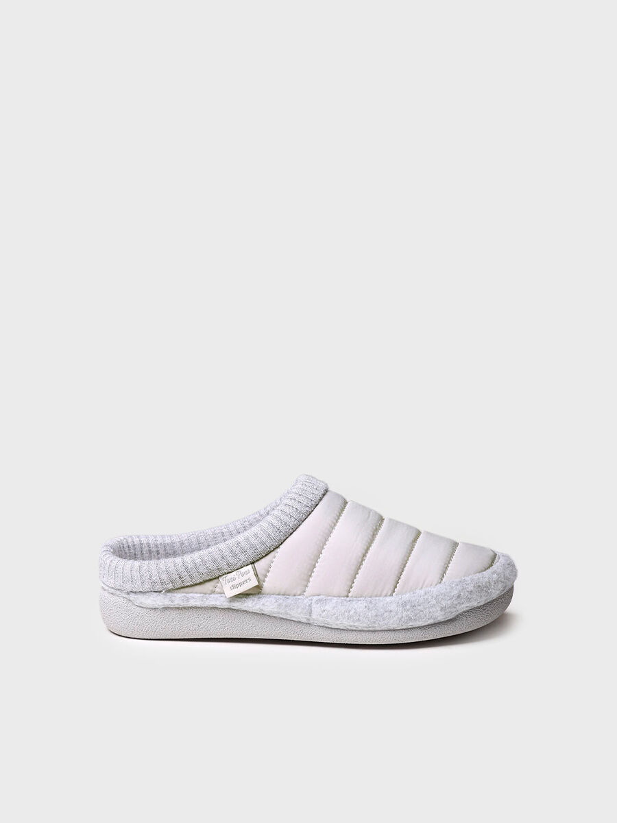 Zapatilla tipo zueco para mujer en tejido acolchado y fieltro | MORA-TK