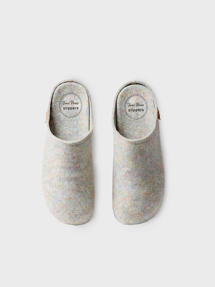 Zapatilla tipo zueco para mujer en fieltro reciclado | MONA-FR