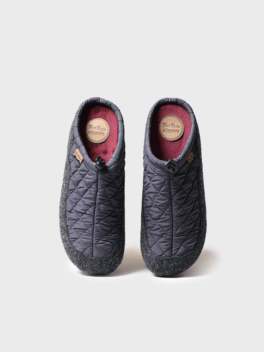 Zapatilla tipo zueco para hombre en tejido acolchado y fieltro en gris | NADIR-UM