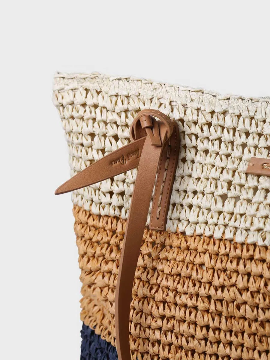 Bolso shopper en rafia de papel con cremallera | DORA