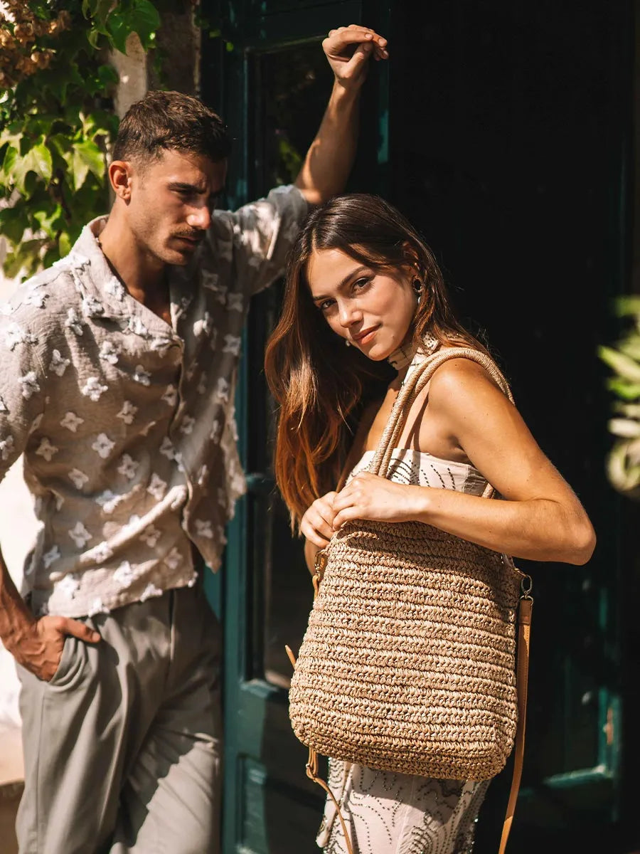 Bolso de rafia de papel con tira removible | DOROTHY