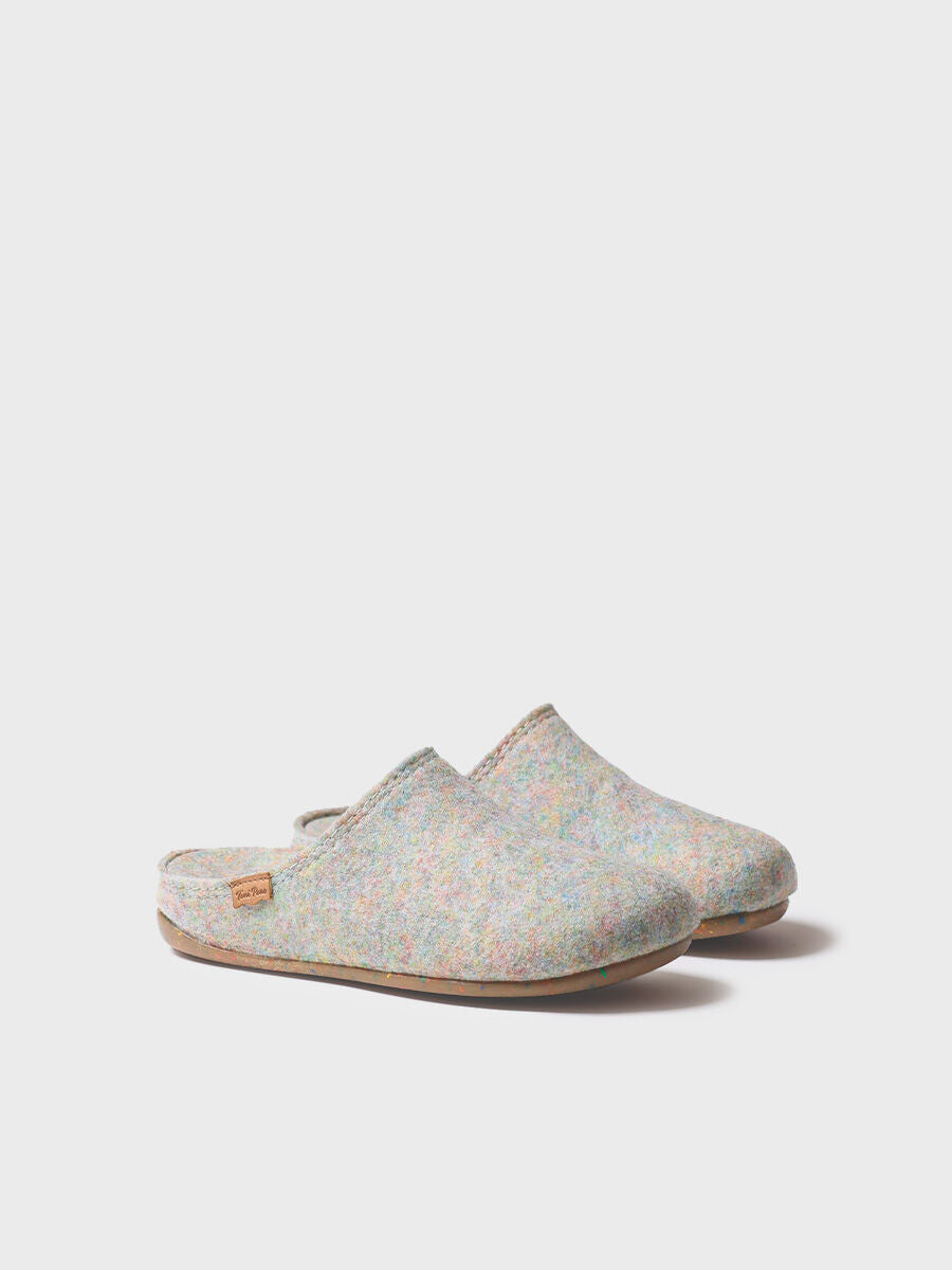 Zapatilla tipo zueco para mujer en fieltro reciclado | MONA-FR