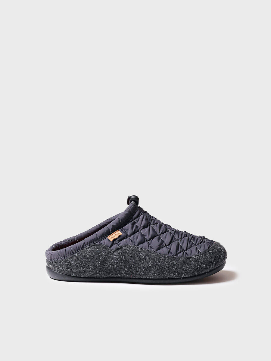 Zapatilla tipo zueco para hombre en tejido acolchado y fieltro en gris | NADIR-UM