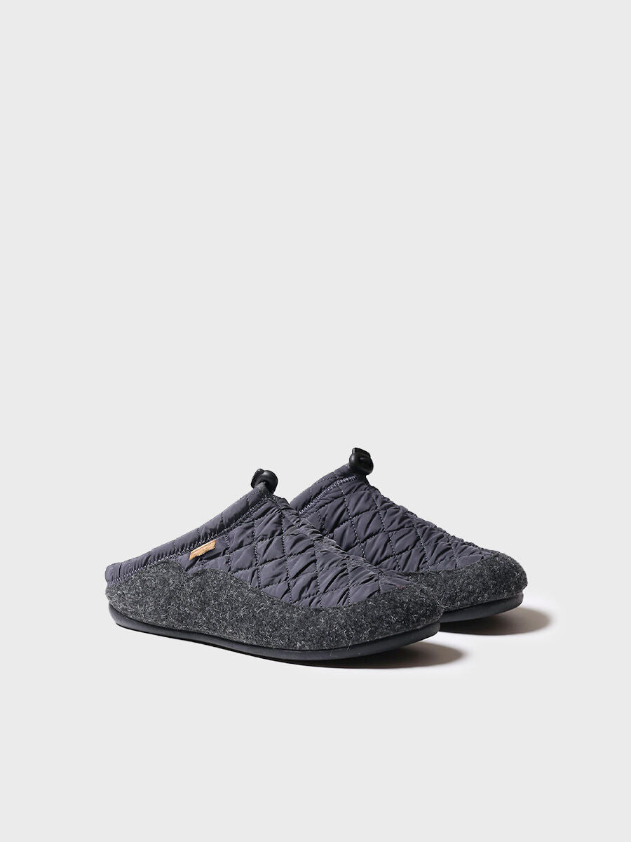 Zapatilla tipo zueco para hombre en tejido acolchado y fieltro en gris | NADIR-UM