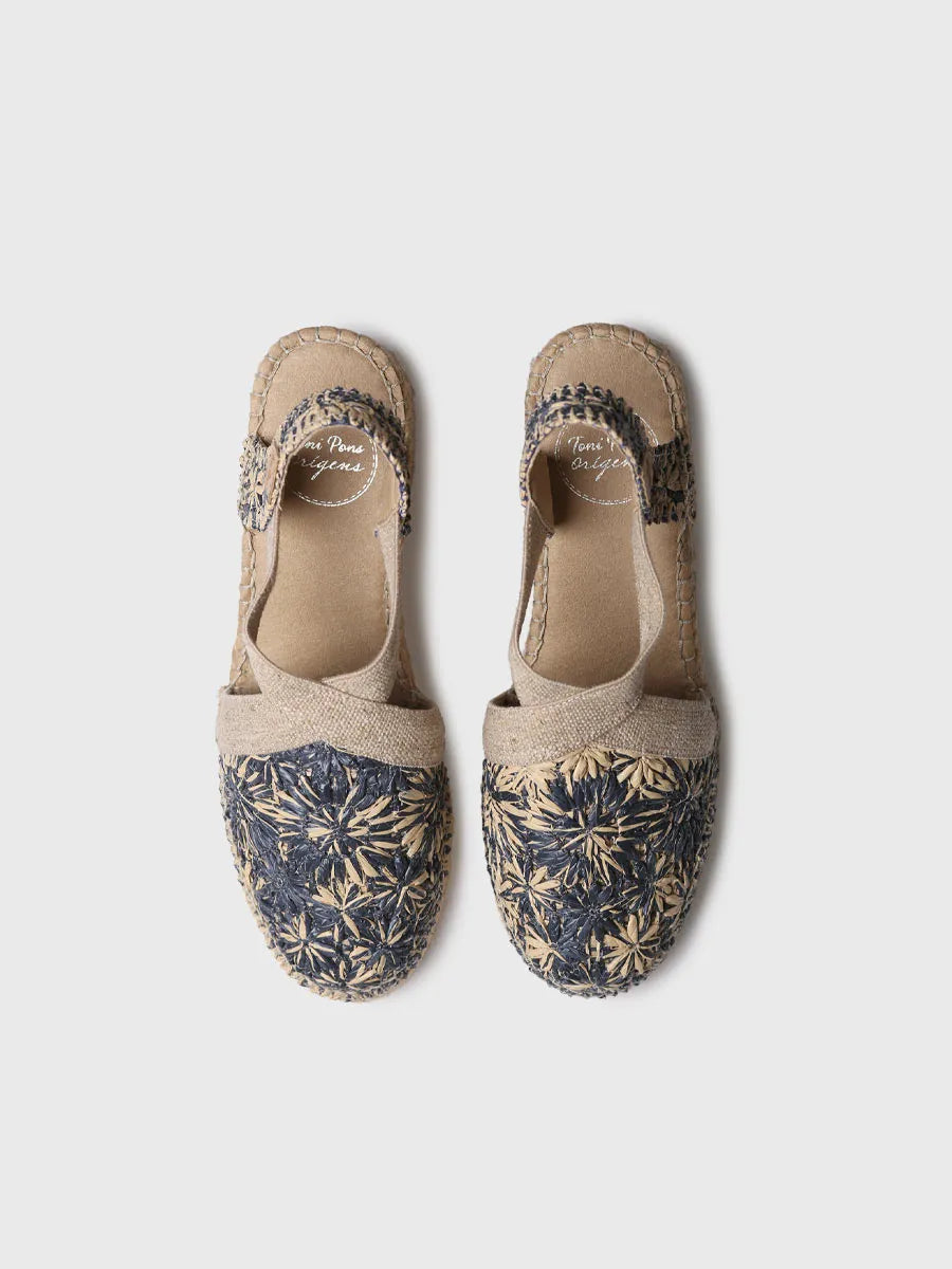 Alpargata de cuña en rafia floral | TERRA-RF