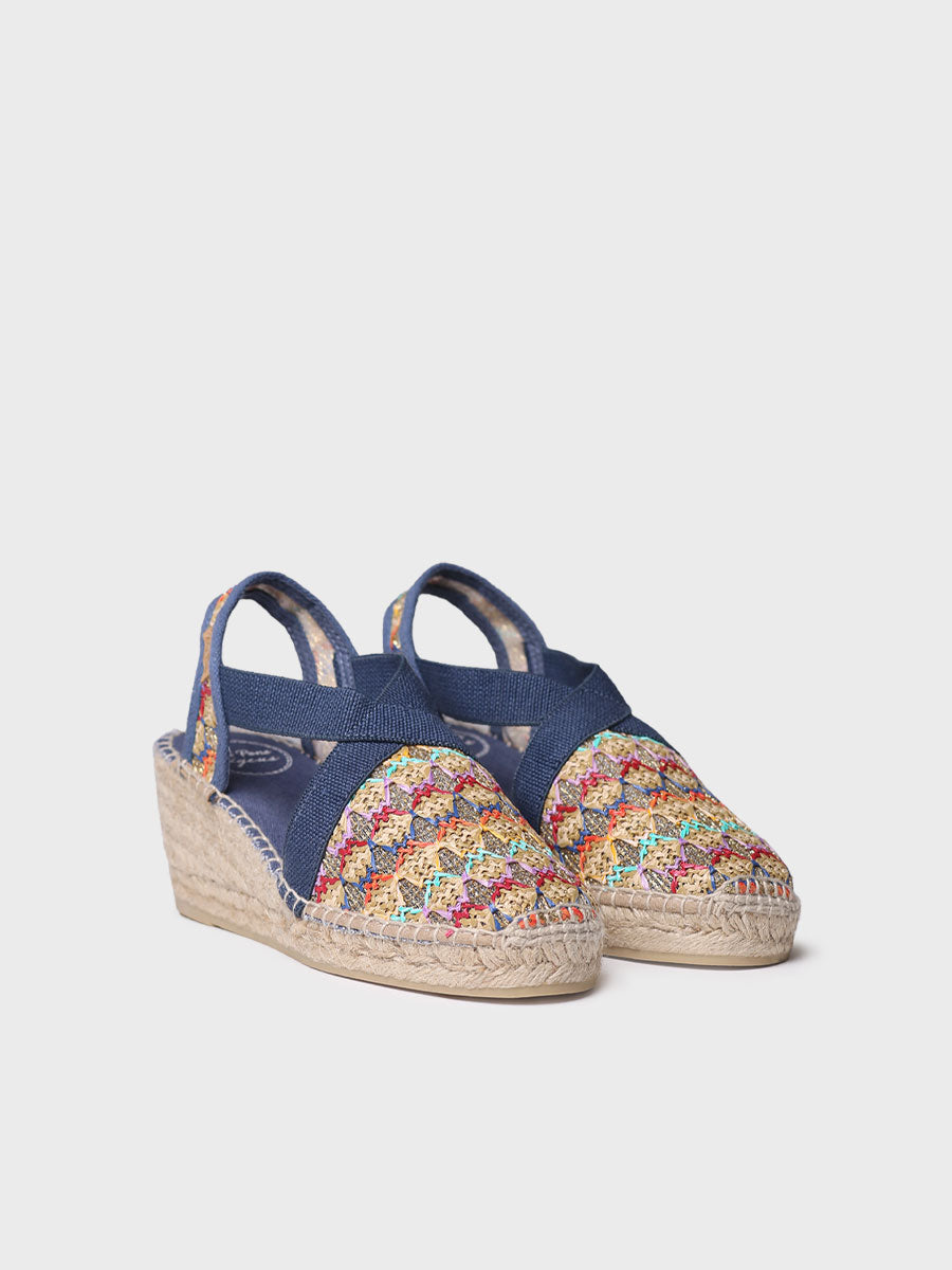 Alpargata vegana de mujer en tejido multicolor con cuña | TERRA-TT