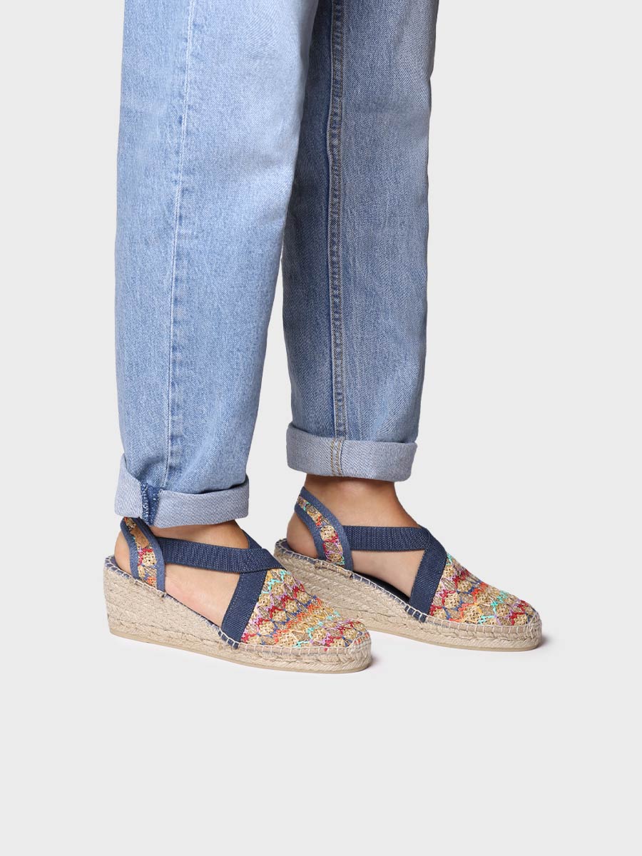 Alpargata vegana de mujer en tejido multicolor con cuña | TERRA-TT