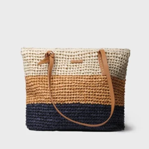 Bolso shopper en rafia de papel con cremallera | DORA - Thumbnail Image 1