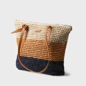 Bolso shopper en rafia de papel con cremallera | DORA - Thumbnail Image 2