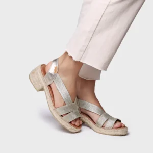 Alpargata de mujer con tacón ancho y elásticos metalizados | DAMA - Thumbnail Image 5