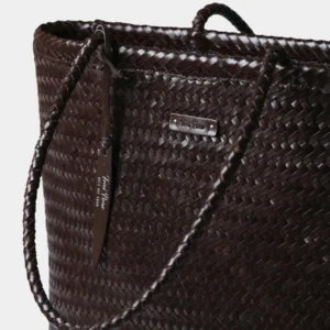 Bolso shopper en cuero trenzado con bolsillo interior | SIMONA - Thumbnail Image 2